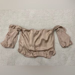 Bardot Pale Pink Silk Off the Shoulder Blouse Top Shirt